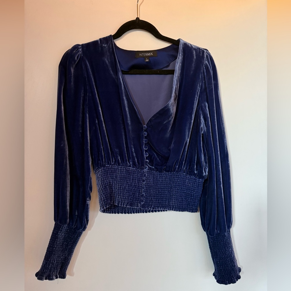 INTERMIX Velvet Blue Women's Top